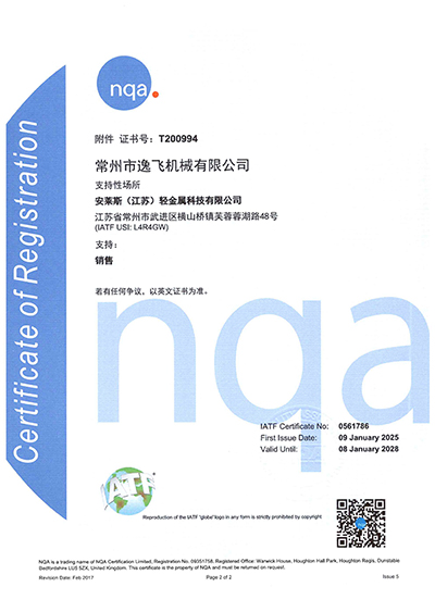 Quality Management System Certificate-2